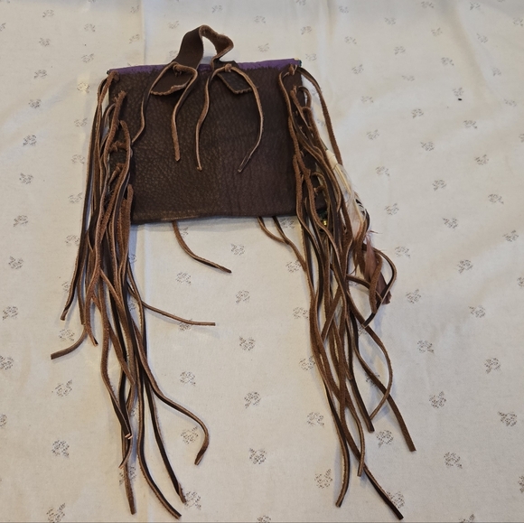 Native American Turquoise and Purple Fringed Horse Equestrian Women's Bag - Picture 2 of 5